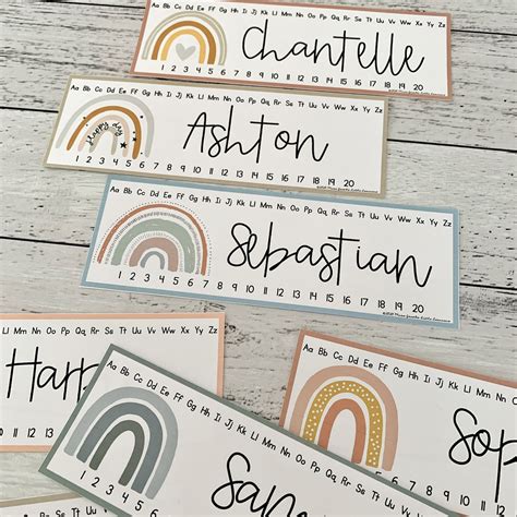 BOHO RAINBOW Classroom Labels & Student Desk Plates Editable - Etsy ...