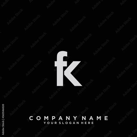 Initial letter FK logo vector black and white Stock Vector | Adobe Stock