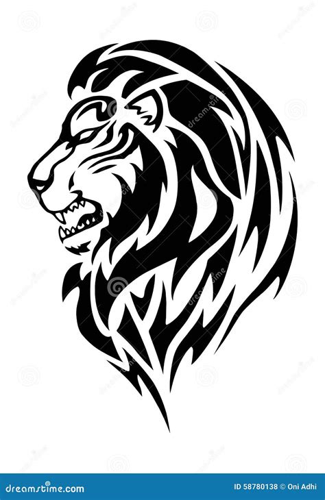 Lion head tattoo stock illustration. Illustration of icon - 58780138