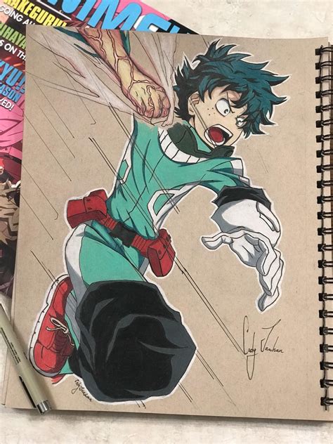 Deku!!!! prismacolor Pencil 10x24in [1080] | Anime character drawing ...