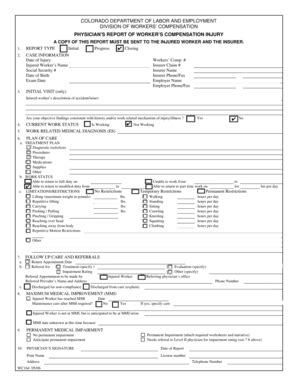 WC164 - Physician's Report Of Workers' Compensation Injury - Colorado - Fill and Sign Printable ...