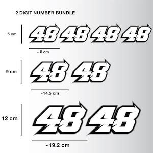 3 X Custom Racing Numbers Vinyl Stickers Decals Graphics Race ...