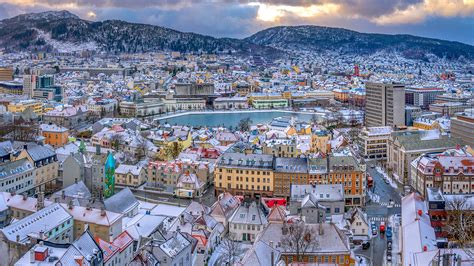 Immagine Oslo Norvegia Tetto Montagne Vista dall'alto 1920x1080