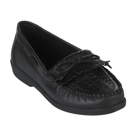 Basic Editions Women's Eloise Leather Moccasin Wide Width - Black