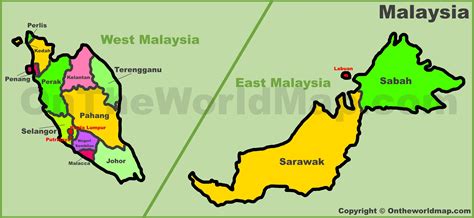 Malaysia states map - Ontheworldmap.com