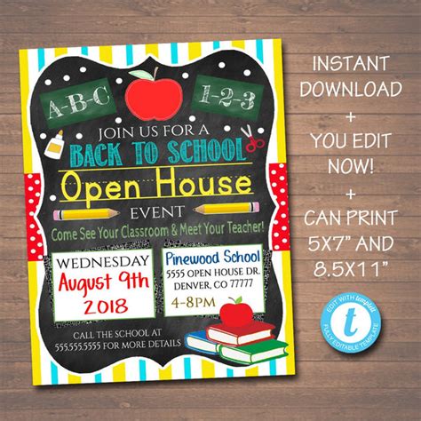 School Open House Event Flyer Invite | TidyLady Printables