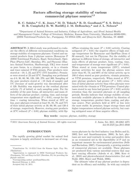 Factors affecting storage stability of various commercial phytase sources | PDF