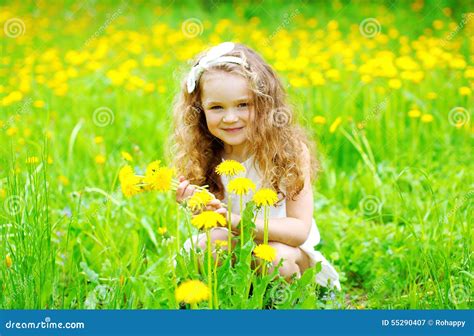 Portrait of Little Girl Child Outdoors on the Grass Stock Image - Image of little, enjoy: 55290407