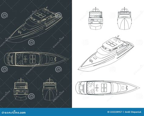 Luxury yacht blueprints stock vector. Illustration of industrial ...