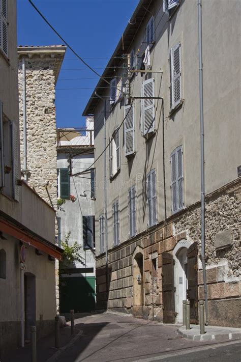 Traditional Street in Antibes Old Town Stock Photo - Image of wall ...