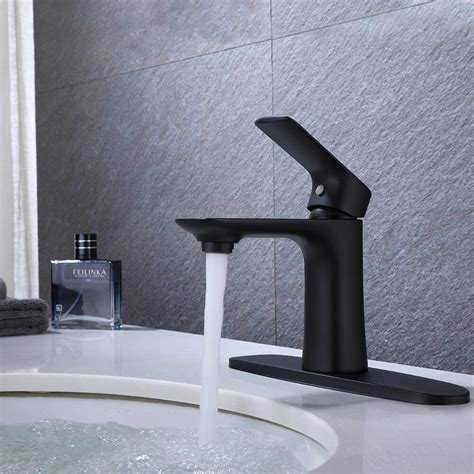 Modern Brass Single Handle Bathroom Faucet with Deck Plate and Hot ...