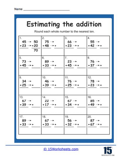 Estimating Sums Worksheets - 15 Worksheets.com