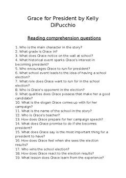 Grace for President: 50 Comprehension questions with answer keys