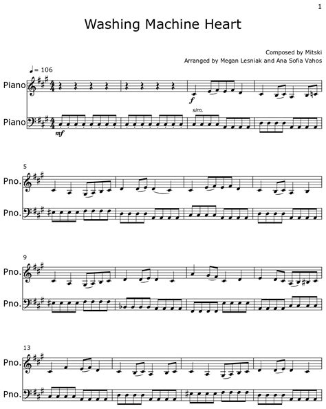 Washing Machine Heart - Sheet music for Piano