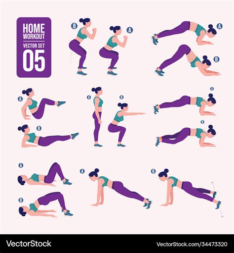 Women workout set exercise Royalty Free Vector Image