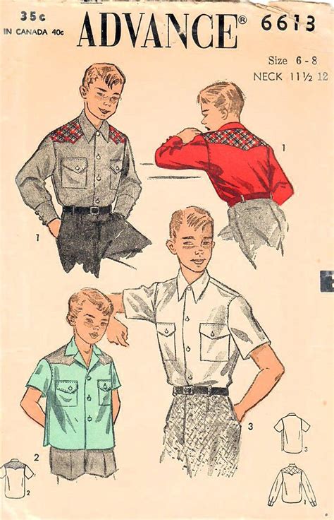 Sewing Pattern Western Shirt in 2021 | Vintage sewing patterns, Sewing ...