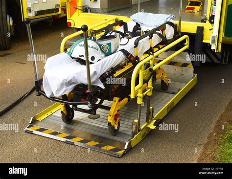 Ambulance gurney stretcher at road accident Stock Photo - Alamy