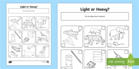 Heavy or Light Worksheet / Worksheet (l'insegnante ha fatto)