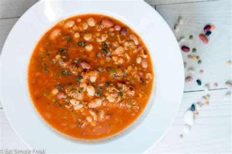 Simple Vegetarian 13 Bean Soup Recipe and Video - Eat Simple Food | 13 bean soup recipe, Bean ...