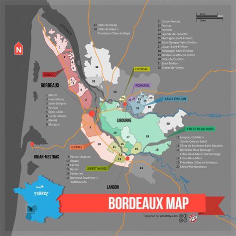 Bordeaux wine map poster - Bordeaux wine country map (Nouvelle ...