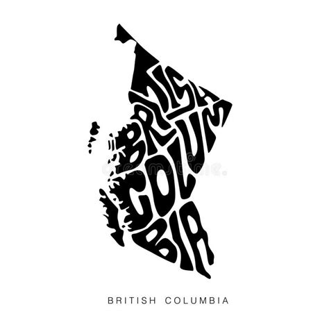 British Columbia Map Typography. British Columbia State Map Lettering Art Stock Vector ...