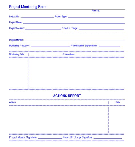 Project monitoring form