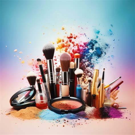 Beauty cosmetic makeup product, brushes, lipstick, nail polish ...