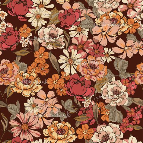 Modern Vintage - 70's Inspired Floral Pattern by Rosae Design Seamless ...