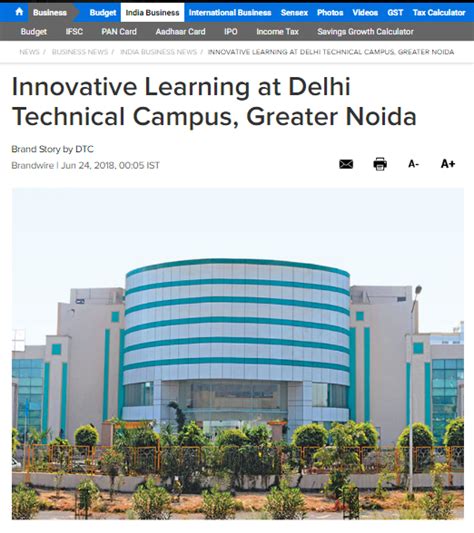 Featured in TOI (Innovative Learning at Delhi Technical Campus, Greater ...