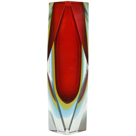 Vintage Murano Sommerso Colored Art Glass Vase, 1960s at 1stDibs