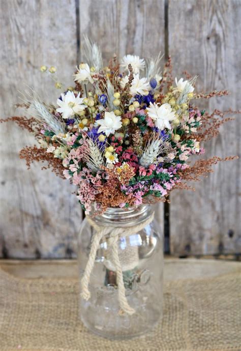 COUNTRY GIRL Dry Flower Bouquet - Fall Rustic Wedding Bouquet - Bridal Bouquet - Bridesmaid ...