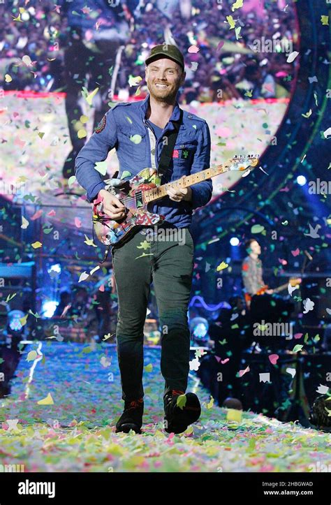 Jonny Buckland of Coldplay performs at Emirates Stadium, North London ...