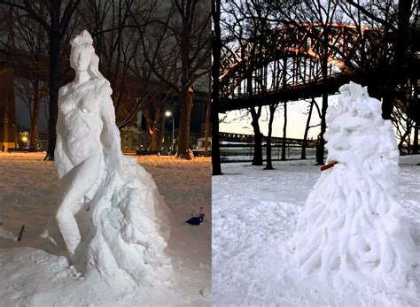 Classical Snow Sculptures Storm Astoria Park