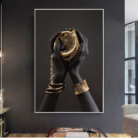 Black Woman Gold Hands Jewelry Canvas Wall Art | Wall art canvas ...