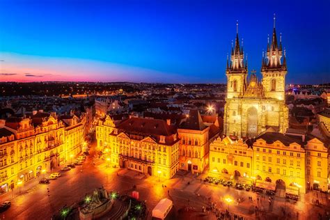 Old Town Square in Prague, Czech Republic at night