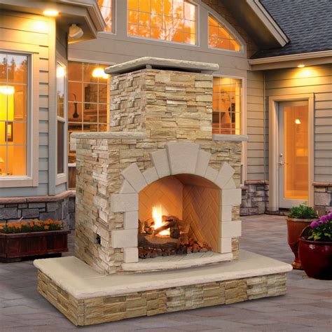 CalFlame Natural Stone Propane / Gas Outdoor Fireplace | eBay