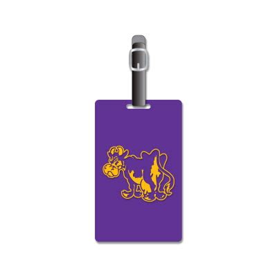 Purple luggage tag with gold cow. | PVCTAG-PURPLE
