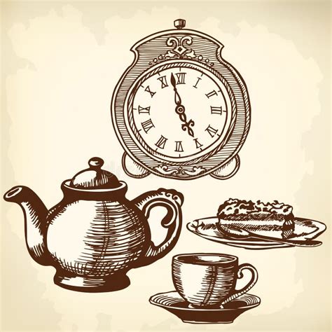 Five o clock stock illustration. Illustration of drinking - 48374281