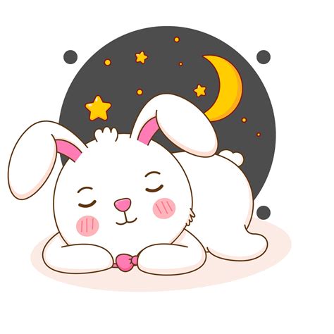 Cute rabbit sleeping at night. Bunny cartoon character illustration. 10405731 Vector Art at Vecteezy