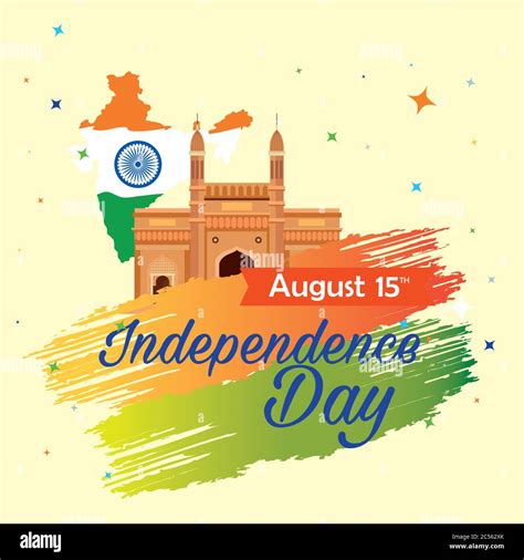 indian happy independence day, celebration 15 august, with gateway and ...