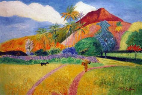 Tahitian Landscape Painting by Paul Gauguin Reproduction | iPaintings.com