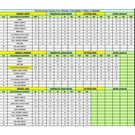 SIZE CHART POLO