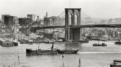 Black And White Picture Of Brooklyn Bridge And Buildings Of New York City HD New York Wallpapers ...