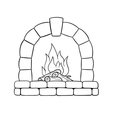 Stone Fireplace Illustrations & Clip Art