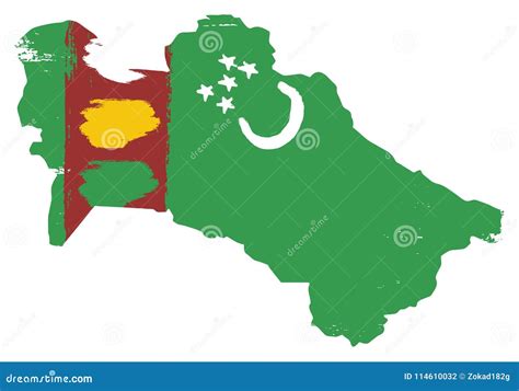 Turkmenistan Flag & Map Vector Hand Painted with Rounded Brush Stock ...