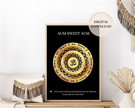 Aum Sweet Aum Poster Om Namah Shivay Mantra in Gold Mandala - Etsy