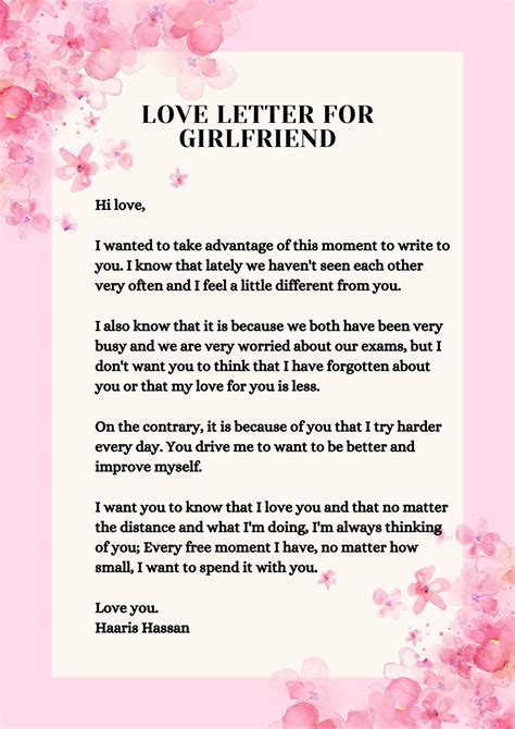 Love Letter In English For Girlfriend