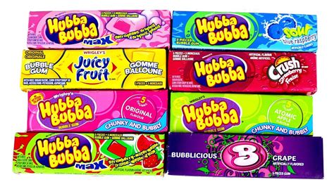 Hubba Bubba Bubble Gum Unboxing! Bubbablicious Too! Juicy Fruit Strawberry Crush Atomic Apple ...