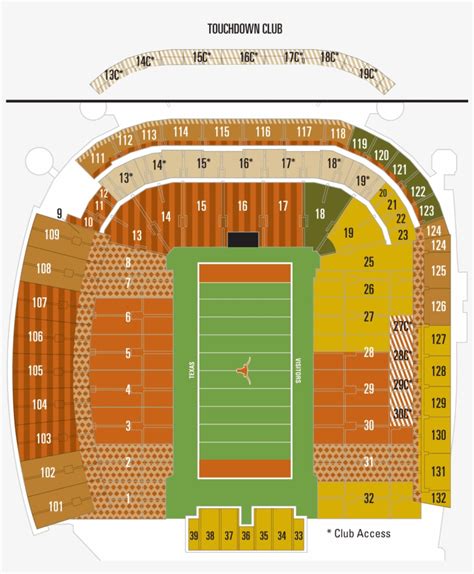 Darrell Royal Stadium Seating Chart Seat Numbers Also - Texas Football ...