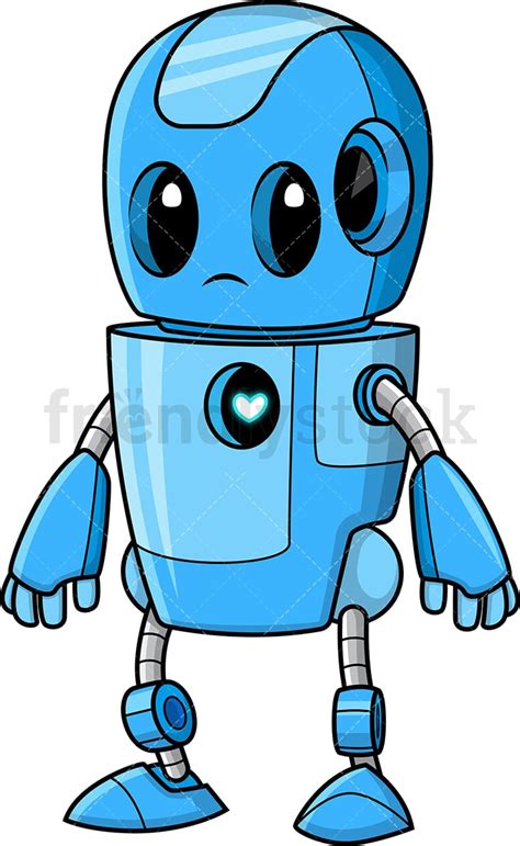 Cute Blue Robot Cartoon Clipart Vector - FriendlyStock